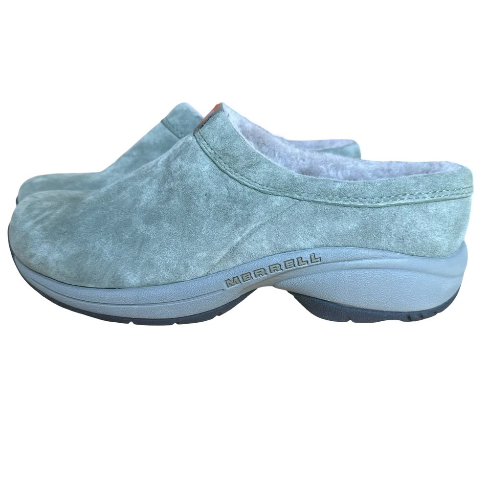 Merrell Primo Chill Slide Suede Leather Moss Green Sherpa Lined Mules Shoes 8.5 - Picture 5 of 15
